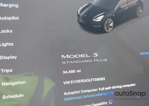 2020 Tesla Model 3 Standard Range Plus Rear-Wheel Drive/Standard Range Rear-Wheel Drive from USA, damaged, VIN 5YJ3E1EA3LF739083